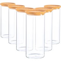 Argon Tableware 6x Scandi Glass Storage Jars - Cork Lid - 1.5 Litre Round Glass Jar in Clear