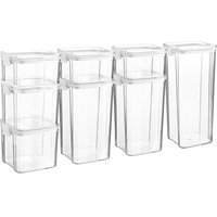 8pc Food Storage Containers Set 4 Sizes Reusable Airtight Clip Top Container