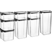 8pc Food Storage Containers Set 4 Sizes Reusable Airtight Clip Top Container