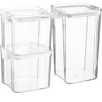 Argon Tableware 3pc Food Storage Containers Set - 2 Sizes - Reusable Airtight Clip-Top Container in White