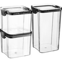 3pc Food Storage Containers Set 2 Sizes Reusable Airtight Clip Top Container