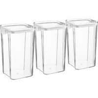 Argon Tableware 3x Food Storage Containers 1.3L - Reusable Airtight Kitchen Jar Clip-Top Lid in White
