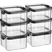 6x Food Storage Containers Reusable Airtight Kitchen Jar Clip Top Lid