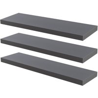Harbour Housewares 6x 100cm Floating Wall Shelves - Wall Mountable for Storage & Display in Grey | Size: 6x 100 cm