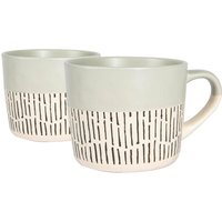 Nicola Spring Dipped Dash Stoneware Coffee Mugs - 475ml - Pack of 2 in Grey