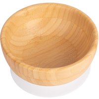 Tiny Dining Bamboo Suction Bowl - Non-Slip Self-Feeding Baby Toddler Weaning Bowl in White