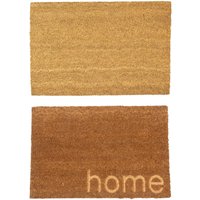 Nicola Spring Coir Door Mat Set - 60 x 40cm - Embossed Home in Brown | Size: 40 cm x 60 cm