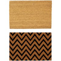 Coir Door Mat Set 60 x 40cm Zig Zag cm x 60 cm