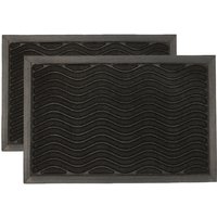 Nicola Spring Heavy Duty Door Mats - 60 x 40cm - Black Waves - Set of 2 | Size: 40 cm x 60 cm
