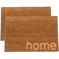 Nicola Spring Coir Door Mats - 60 x 40cm - Embossed Home - Set of 2 in Brown | Size: 40 cm x 60 cm