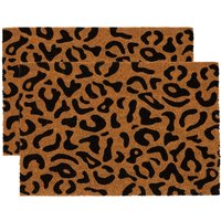 Nicola Spring Coir Door Mats - 60 x 40cm - Leopard - Set of 2 | Size: 40 cm x 60 cm