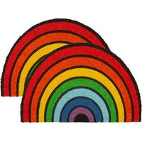 Nicola Spring Half Moon Coir Door Mats - 60 x 40cm - Rainbow - Set of 2 | Size: 40 cm x 60 cm