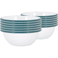 Argon Tableware 16cm White Enamel Bowls - Set of 12 in Green