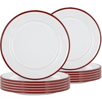 Argon Tableware 20cm White Enamel Side Plates - Set of 12 in Red