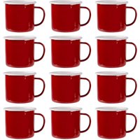 Argon Tableware Coloured Enamel Mugs - 375ml - Pack of 12 in Red