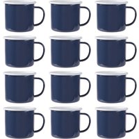 Argon Tableware Coloured Enamel Mugs - 375ml - Pack of 12 in Navy