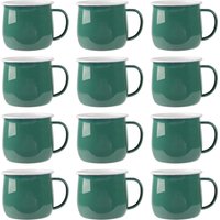 Argon Tableware Coloured Enamel Belly Mugs - 375ml - Pack of 12 in Green