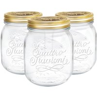 Bormioli Rocco Quattro Stagioni Glass Storage Jars 700ml Pack of 3 in Clear
