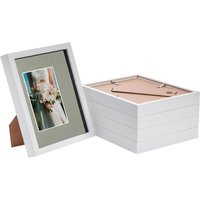 Nicola Spring 3D Box Photo Frames - 8 x 10" with 4 x 6" Mount - Black Mount - Pack of 5 in White