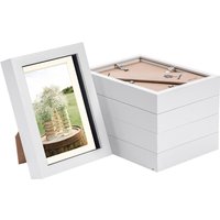 Nicola Spring 3D Box Photo Frames - 5 x 7" with 4 x 6" Mount - White Mount - Pack of 5