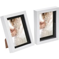 Nicola Spring 3D Box Photo Frames - 5 x 7" with 4 x 6" Mount - White Mount - Pack of 2