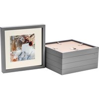 Nicola Spring 3D Box Photo Frames - 10 x 10" with 6 x 6" Mount - White Mount - Pack of 5 in Grey