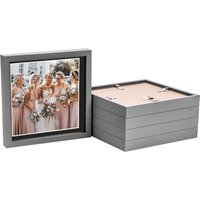Nicola Spring 3D Box Photo Frames - 10 x 10" with 8 x 8" Mount - Ivory Mount - Pack of 5 in Grey