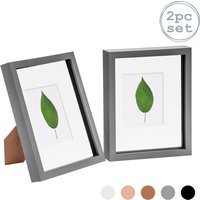 Nicola Spring 3D Box Photo Frames - 8 x 10" with 4 x 6" Mount - Grey Mount - Pack of 2