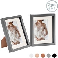 Nicola Spring 3D Box Photo Frames - 8 x 10" with 5 x 7" Mount - Grey Mount - Pack of 2