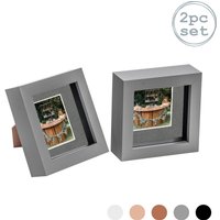 3D Box Photo Frames 4 x 4" 2 x 2" Mount Mount Pack 2 Grey