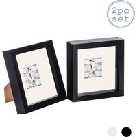 Nicola Spring 3D Box Photo Frames - 6 x 6" with 2 x 2" Mount - Grey Mount - Pack of 2 in Black