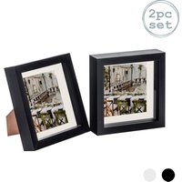 Nicola Spring 3D Box Photo Frames - 6 x 6" with 4 x 4" Mount - White Mount - Pack of 2 in Black