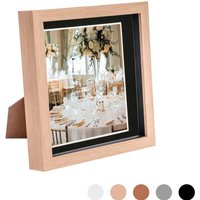 3D Box Photo Frame 8 x 8" 6 x 6" Mount Mount Light Brown