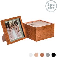 Nicola Spring 3D Box Photo Frames - 8 x 8" with 6 x 6" Mount - White Mount - Pack of 5 in Dark Brown