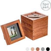 Nicola Spring 3D Box Photo Frames - 4 x 4" with 2 x 2" Mount - White Mount - Pack of 5 in Dark Brown