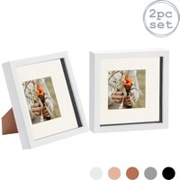 Nicola Spring 3D Box Photo Frames - 8 x 8" with 4 x 4" Mount - White Mount - Pack of 2