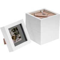 3D Box Photo Frames 4 x 4" 2 x 2" Mount Mount Pack 5 White