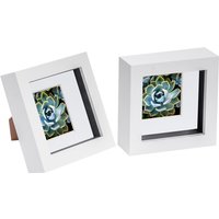 Nicola Spring 3D Box Photo Frames - 4 x 4" with 2 x 2" Mount - Ivory Mount - Pack of 2 in White