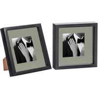 Nicola Spring 3D Box Photo Frames - 8 x 8" with 4 x 4" Mount - Ivory Mount - Pack of 2 in Black