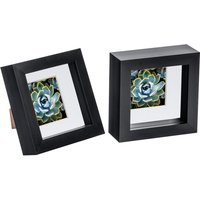 Nicola Spring 3D Box Photo Frames - 4 x 4" with 2 x 2" Mount - Black Mount - Pack of 2