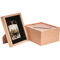 Nicola Spring 3D Box Photo Frames - 8 x 10" with 4 x 6" Mount - White Mount - Pack of 5 in Light Brown