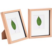 Nicola Spring 3D Box Photo Frames - 8 x 10" with 4 x 6" Mount - Black Mount - Pack of 2 in Light Brown
