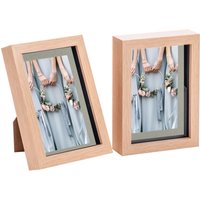 Nicola Spring 3D Box Photo Frames - 5 x 7" with 4 x 6" Mount - Black Mount - Pack of 2 in Light Brown