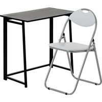 Harbour Housewares Folding Wood Desk & Chair Set - Compact Computer Office Study Set in White
