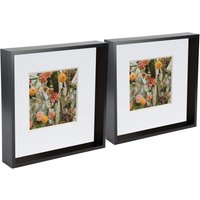 Nicola Spring 3D Deep Box Photo Frames - 10 x 10" with 6 x 6" Mount - White Mount - Pack of 2 in Black