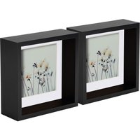 Nicola Spring 3D Deep Box Photo Frames - 6 x 6" with 4 x 4" Mount - White Mount - Pack of 2 in Black