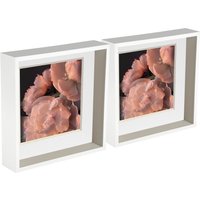 Nicola Spring 3D Deep Box Photo Frames - 10 x 10" with 8 x 8" Mount - White Mount - Pack of 2