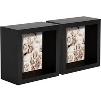 Nicola Spring 3D Deep Box Photo Frames - 4 x 4" - Pack of 2 in Black