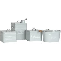 Harbour Housewares 4 Piece Vintage Metal Utility Canisters Set - Home Kitchen Storage Containers in Grey