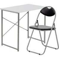 Harbour Housewares Wooden Office Desk & Chair Set - Compact PC Bedroom Study Workstation in Black